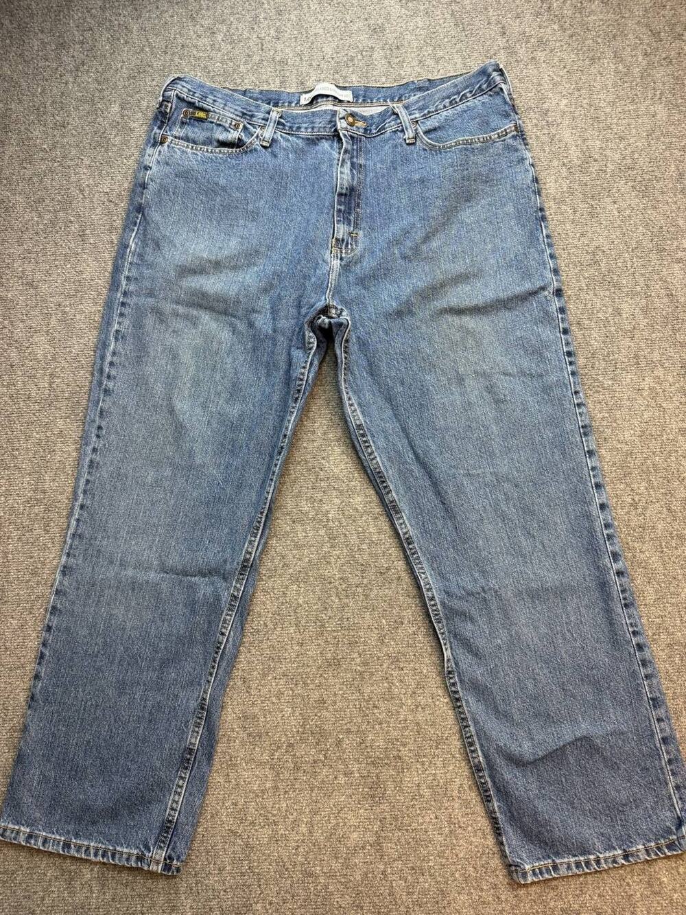 Y2K Lee Relaxed Straight Leg Mens W40 L30 Jeans Medium Wash 100% Cotton